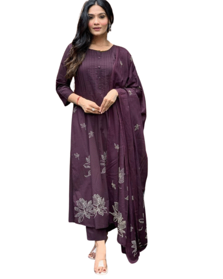 Elegant Everyday Wear ? XXL Embroidered Cotton Floral Dress(XXL)